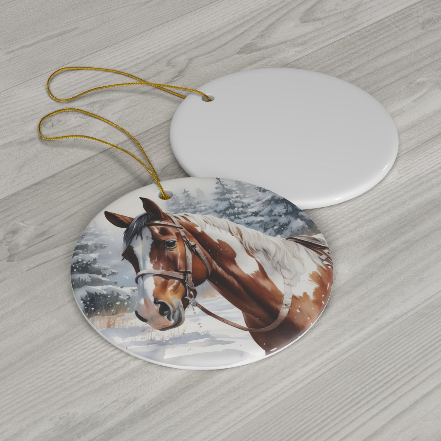 Horse Christmas Ceramic Disc Ornament     Item #6166874