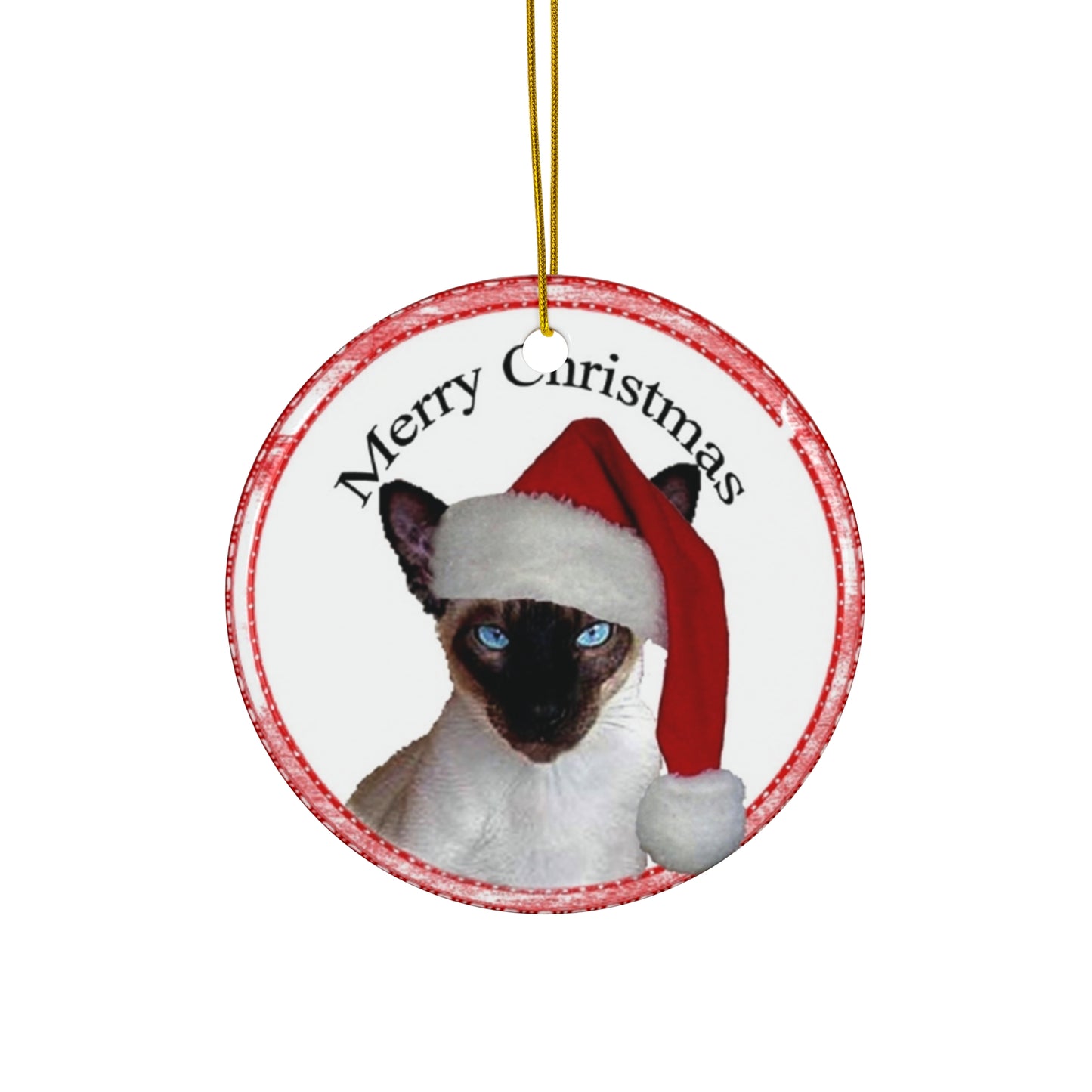 Merry Christmas Cat Ceramic Disc Ornament        Item #5632643