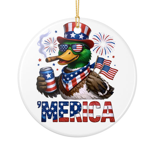 'Merica Duck Ceramic Ornament – Patriotic 4th of July Decoration   Item #301363