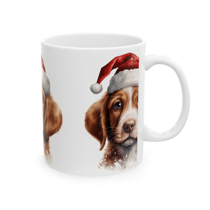 Christmas Puppy Ceramic Mug – Cute Dog in Santa Hat 11oz  Item #195242