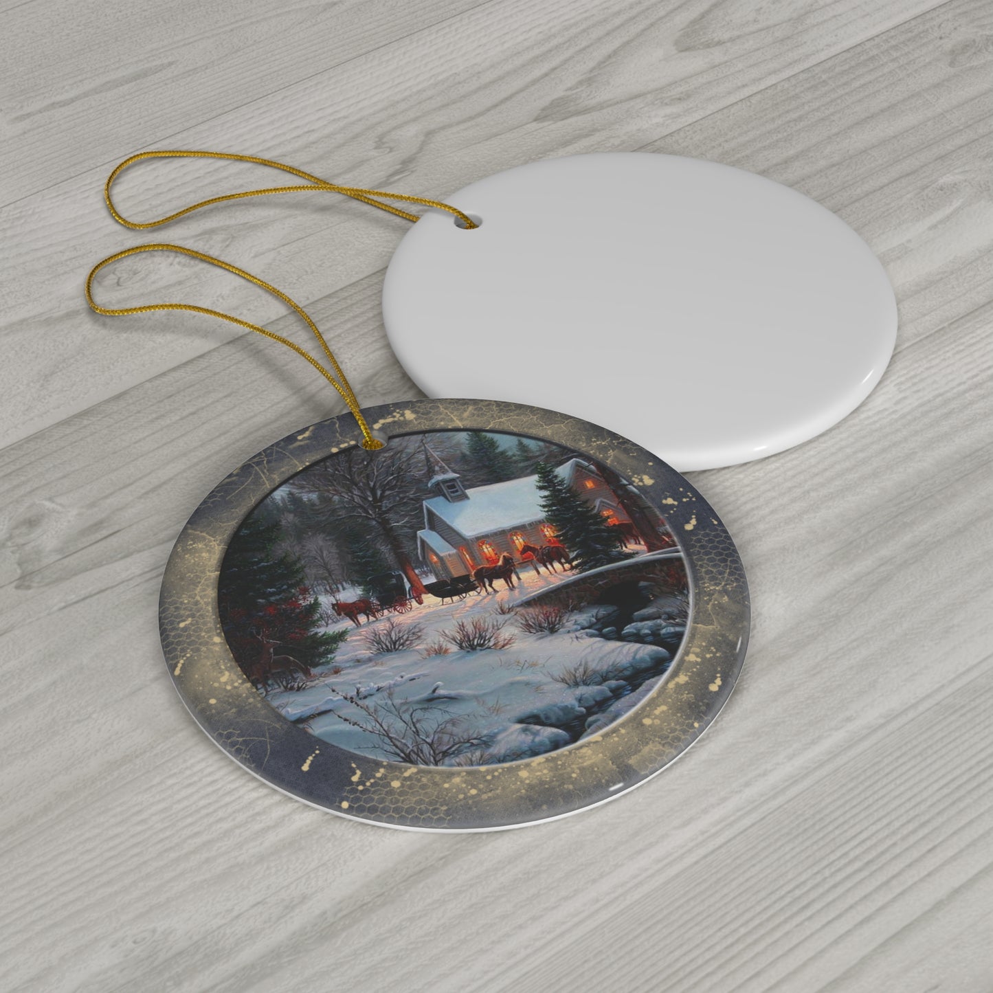 Winter Scene Ceramic Disc Ornament       Item #7122337