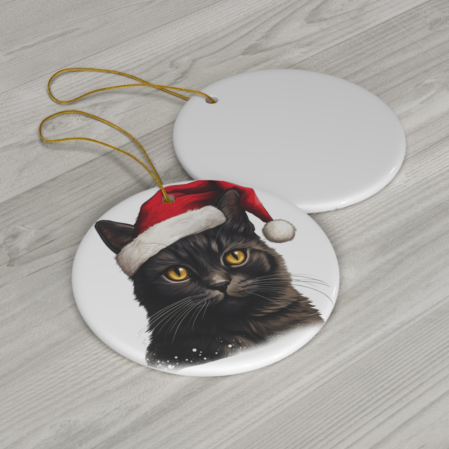 Brazilian Shorthair Cat With Santa Hat Ceramic Ornament     Item #7586245