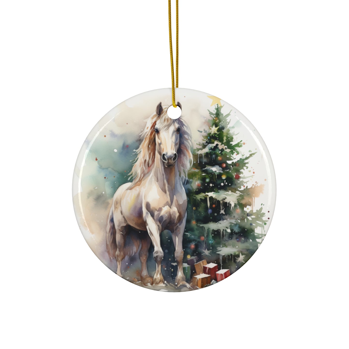 Ceramic Ornament - Country Christmas Horse    Item #1025456