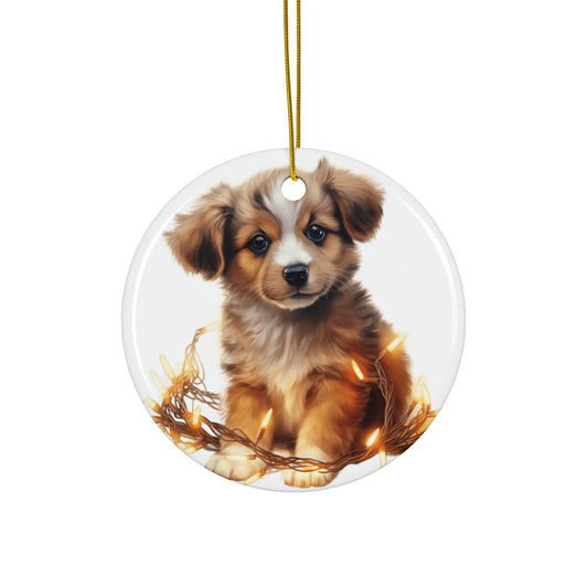 Christmas Dog Ceramic Disc Ornament             Item #471645