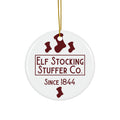 Elf Stocking Stuffer Ceramic Disc Ornament          Item #8724369