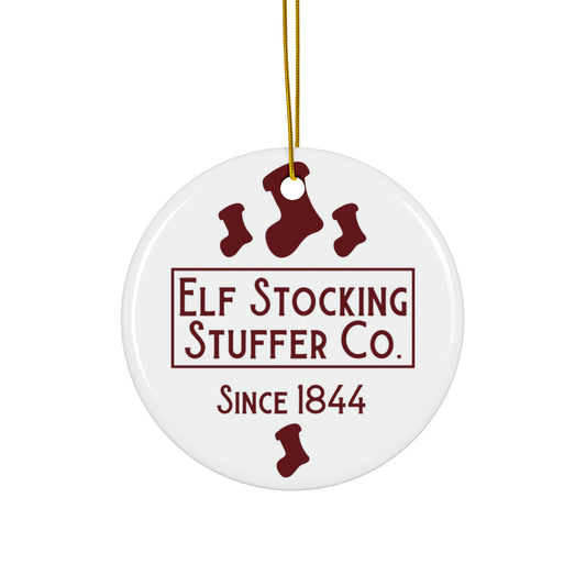 Elf Stocking Stuffer Ceramic Disc Ornament          Item #8724369