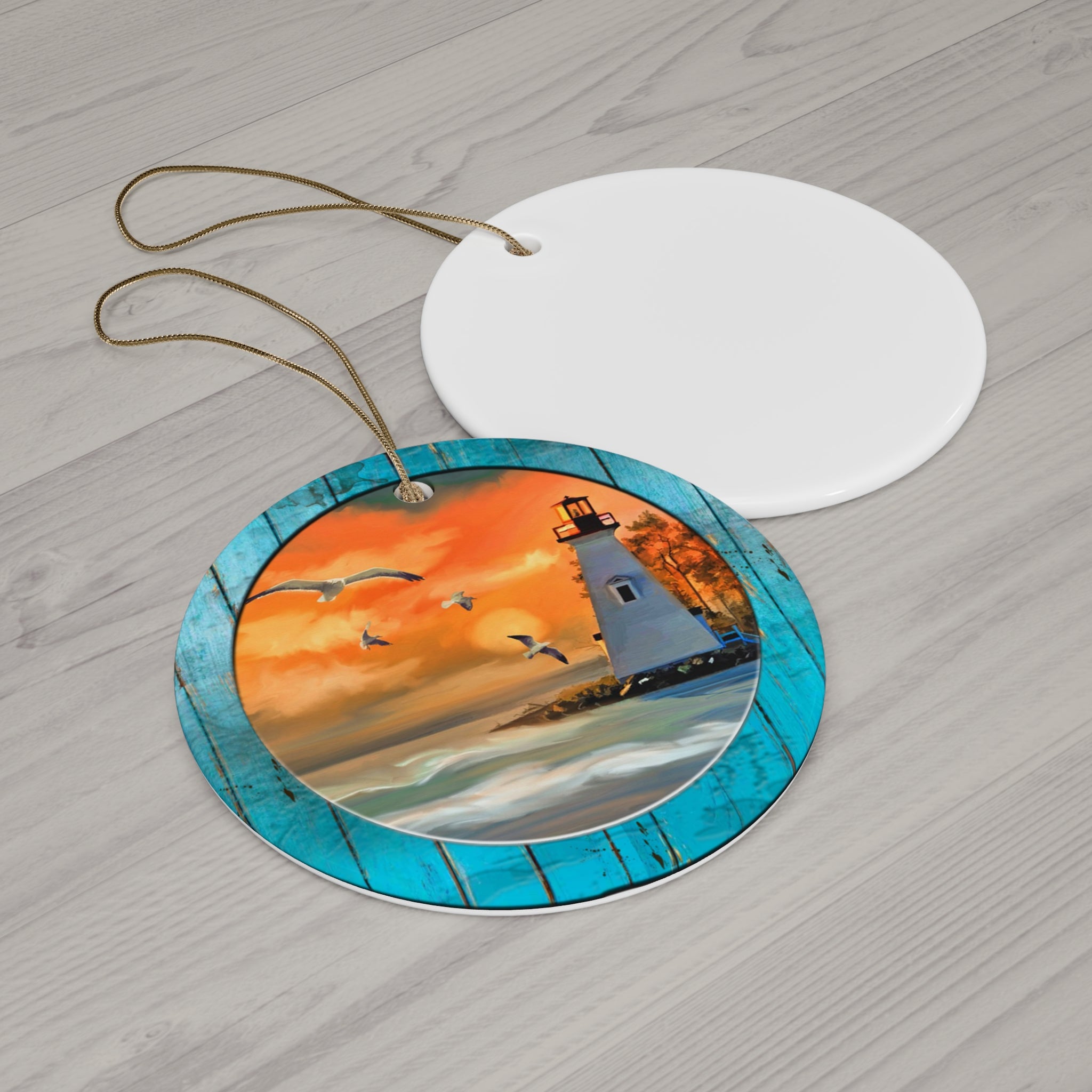 Lighthouse Ceramic Disc Ornament         Item #5929576 - Buckshot's Bargain Barn