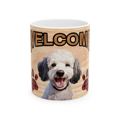 Welcome Puppy Ceramic Mug — Cute Dog Paw Print Coffee Cup 11oz   Item #627319