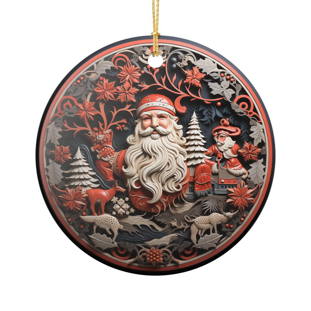 Vintage Santa Christmas Ceramic Ornament   Item #19086