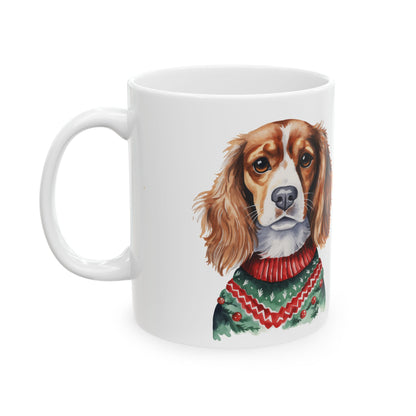 Cavalier King Charles Christmas Mug – Festive Sweater Dog Ceramic Coffee Cup 11oz   Item #54433