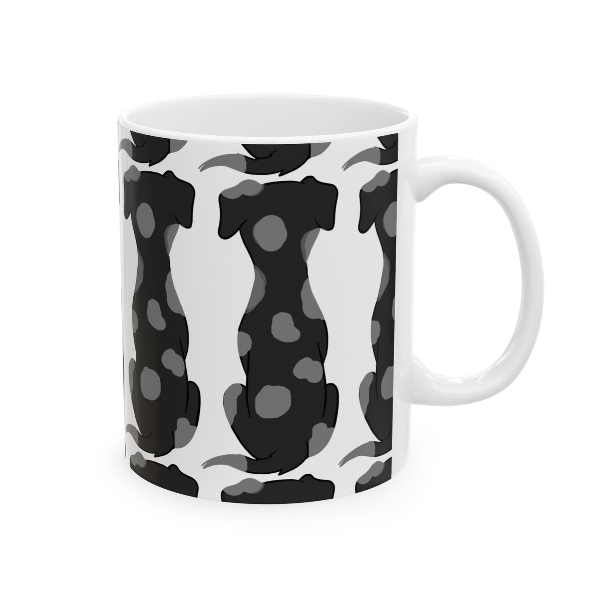 Dog Print Ceramic Mug – Black & White Pattern 11oz   Item #571898