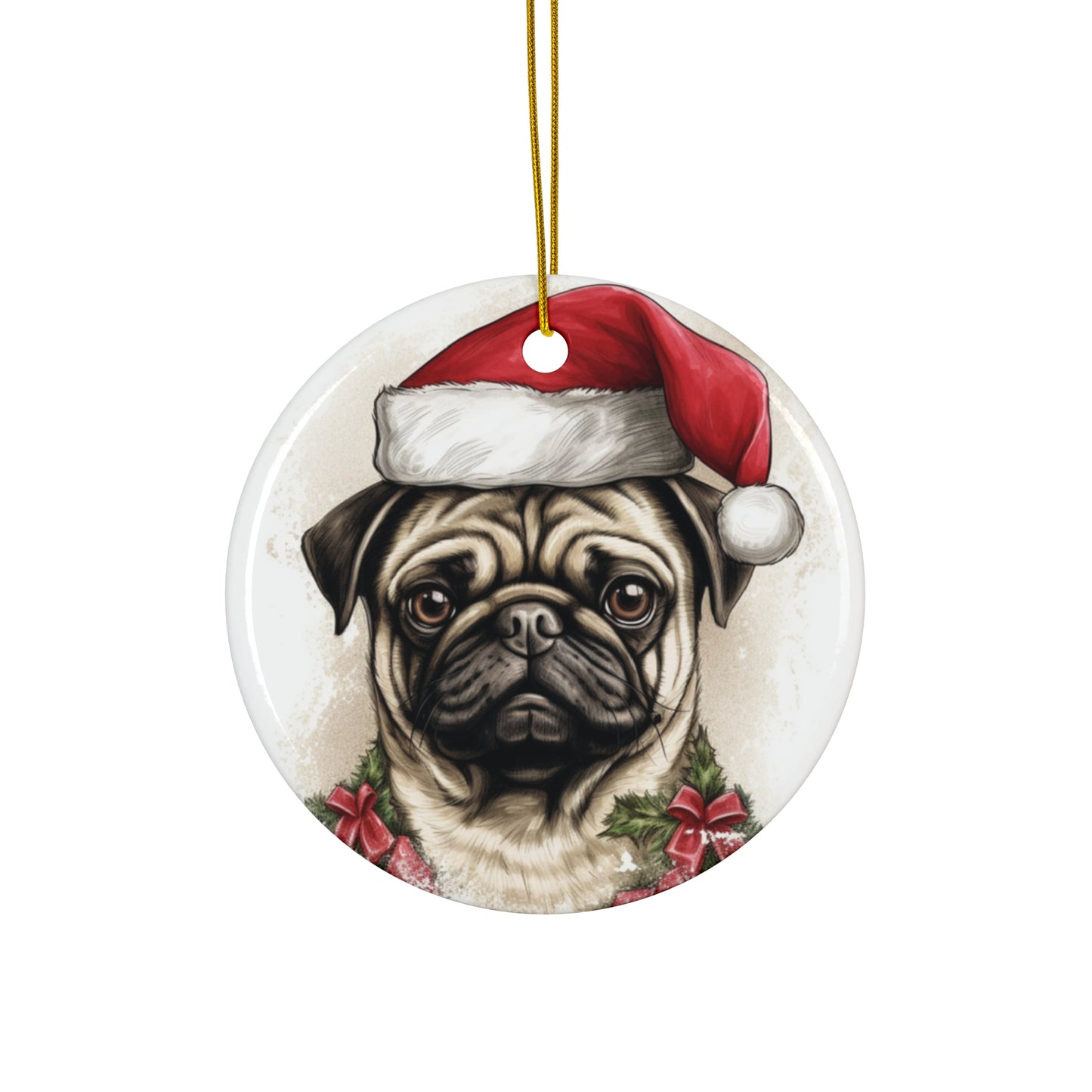 Ceramic Ornament - Christmas Pug Dog   Item #2197821