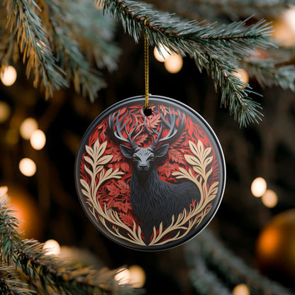 Ceramic Deer Ornament – Woodland Forest Christmas Decoration   Item #768946