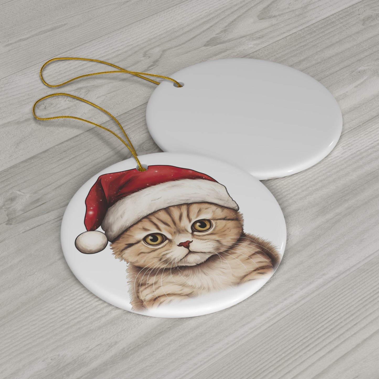 Ceramic Ornament - Exotic Shorthair Kitten With Santa Hat      Item #3580166