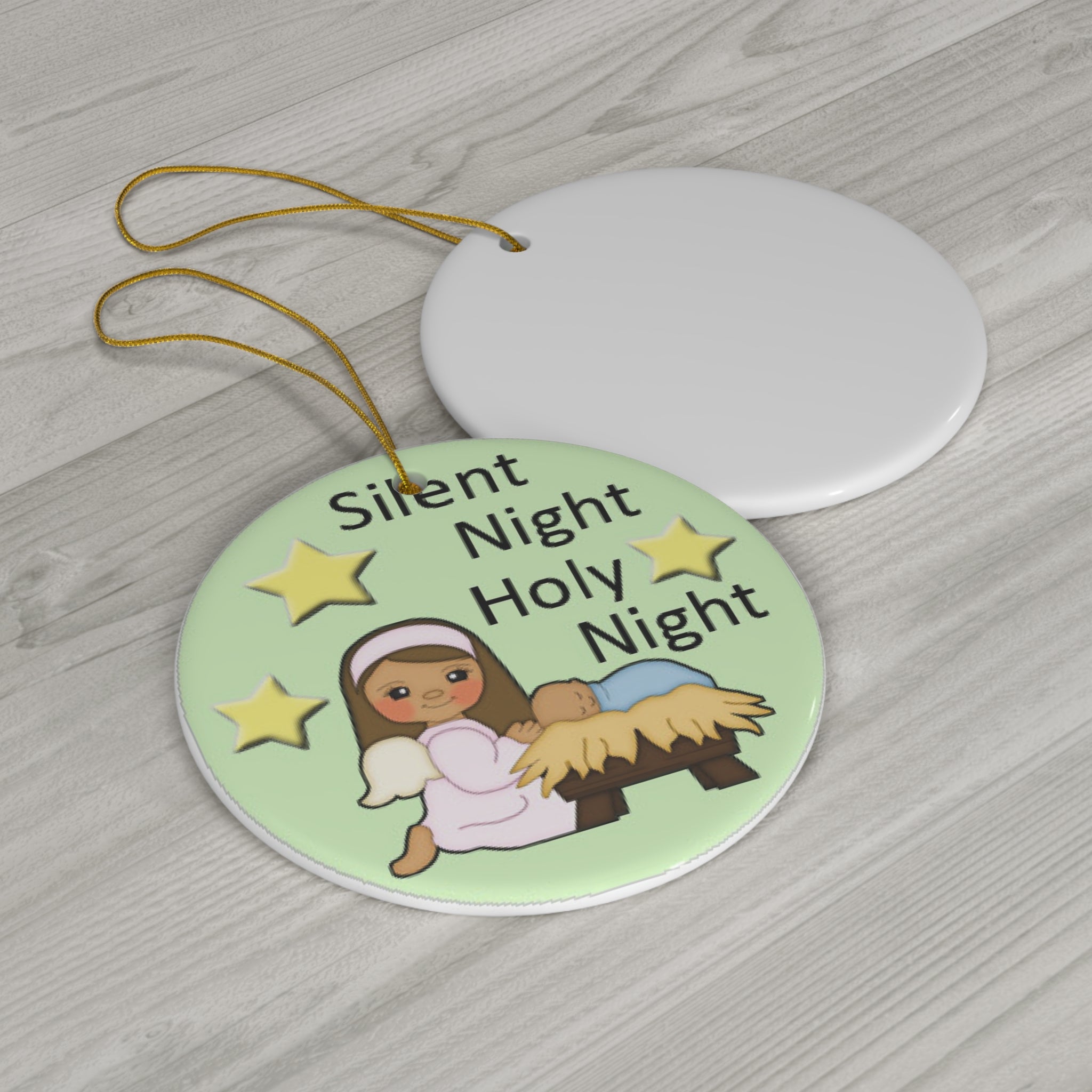 Silent Night Holy Night Ceramic Disc Ornament       Item #3743899 - Buckshot's Bargain Barn