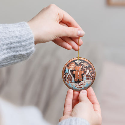 Ceramic Christmas Ornament – Gingerbread Winter Wonderland Holiday Tree Decoration   Item #935058