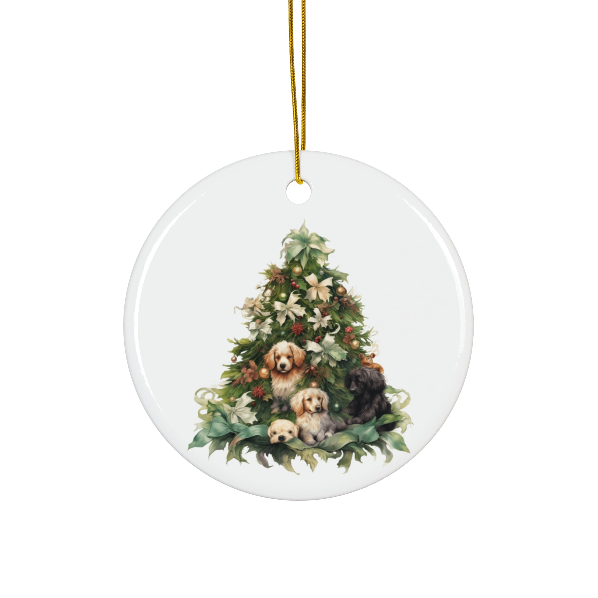 Christmas Dog Ceramic Disc Ornament                Item #7729392