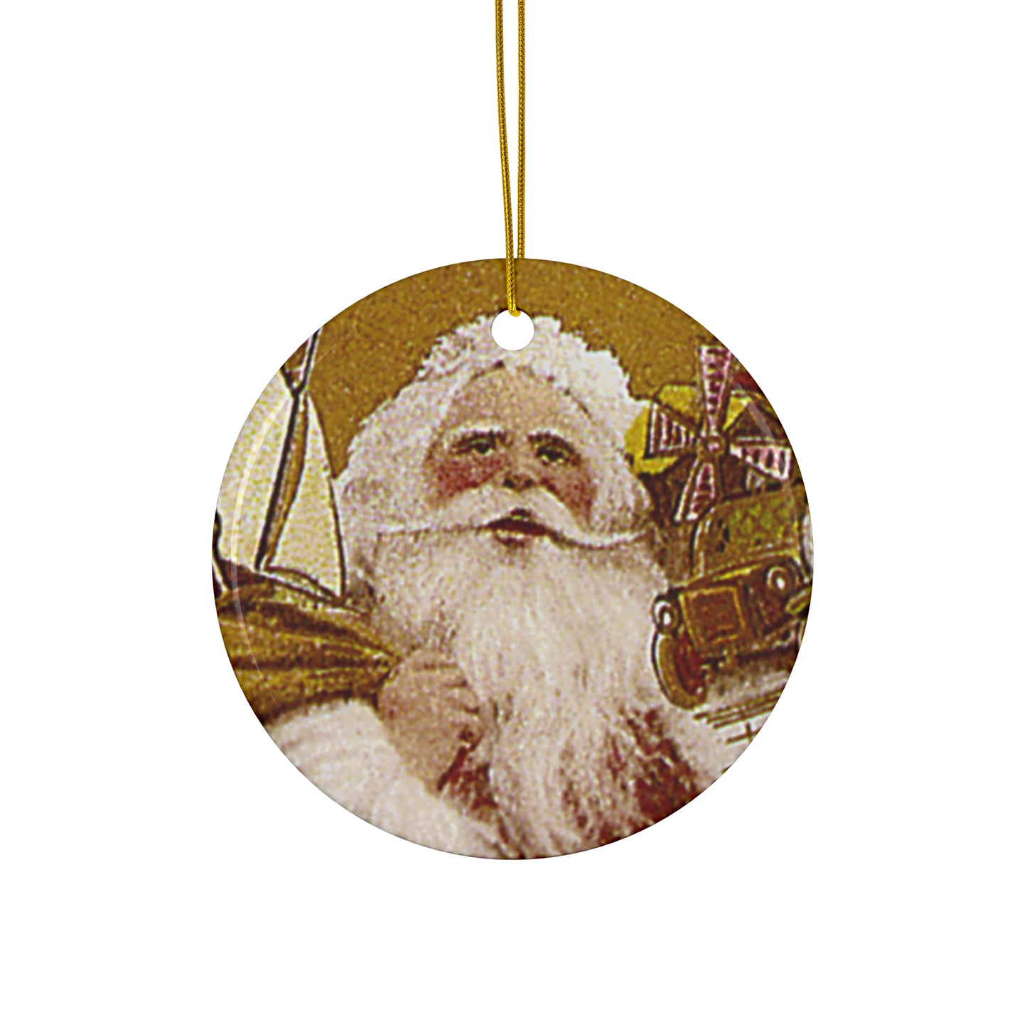 Santa Ceramic Disc Ornament         Item #343918