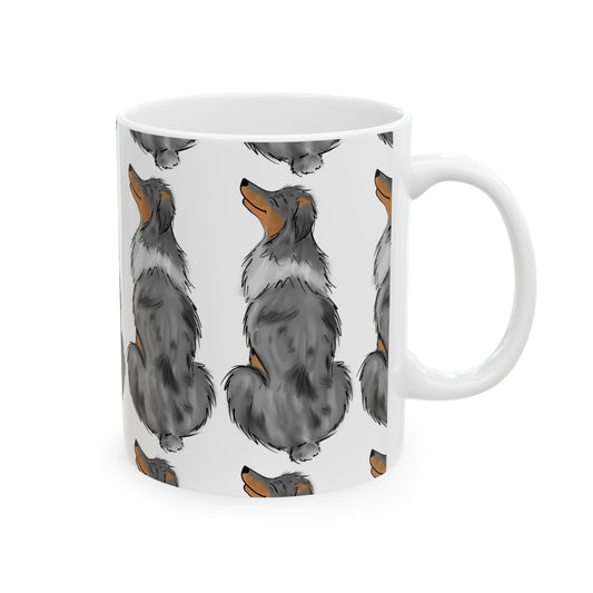 Australian Shepherd Pattern Ceramic Mug – Cute Blue Merle Dog Coffee Cup 11oz   Item #500732