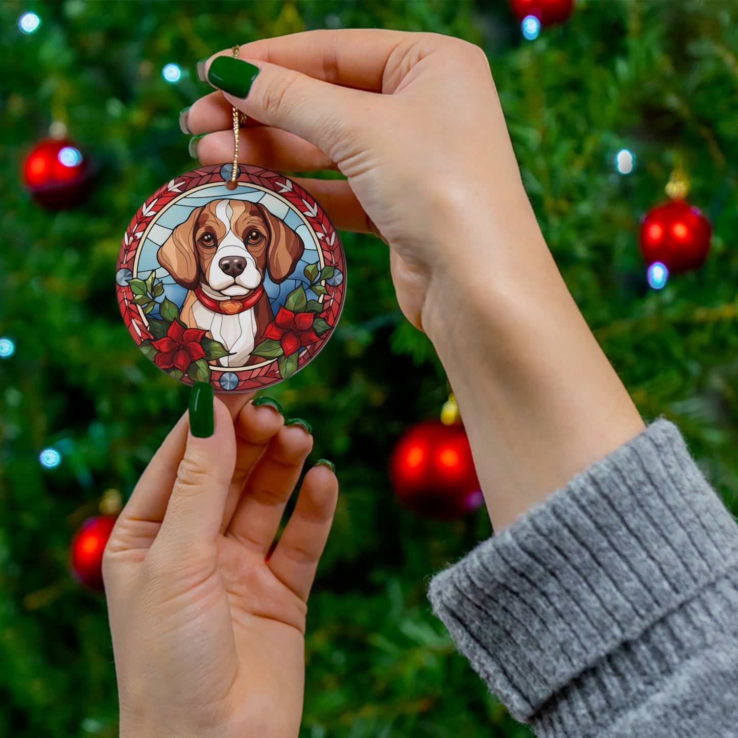 Christmas Dog Ceramic Ornament        Item #2312111