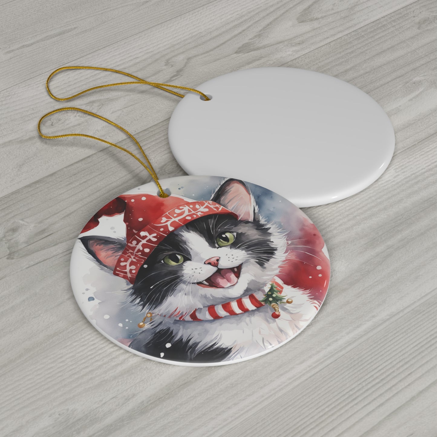 Ceramic Ornament - Christmas Cat     Item #6318879