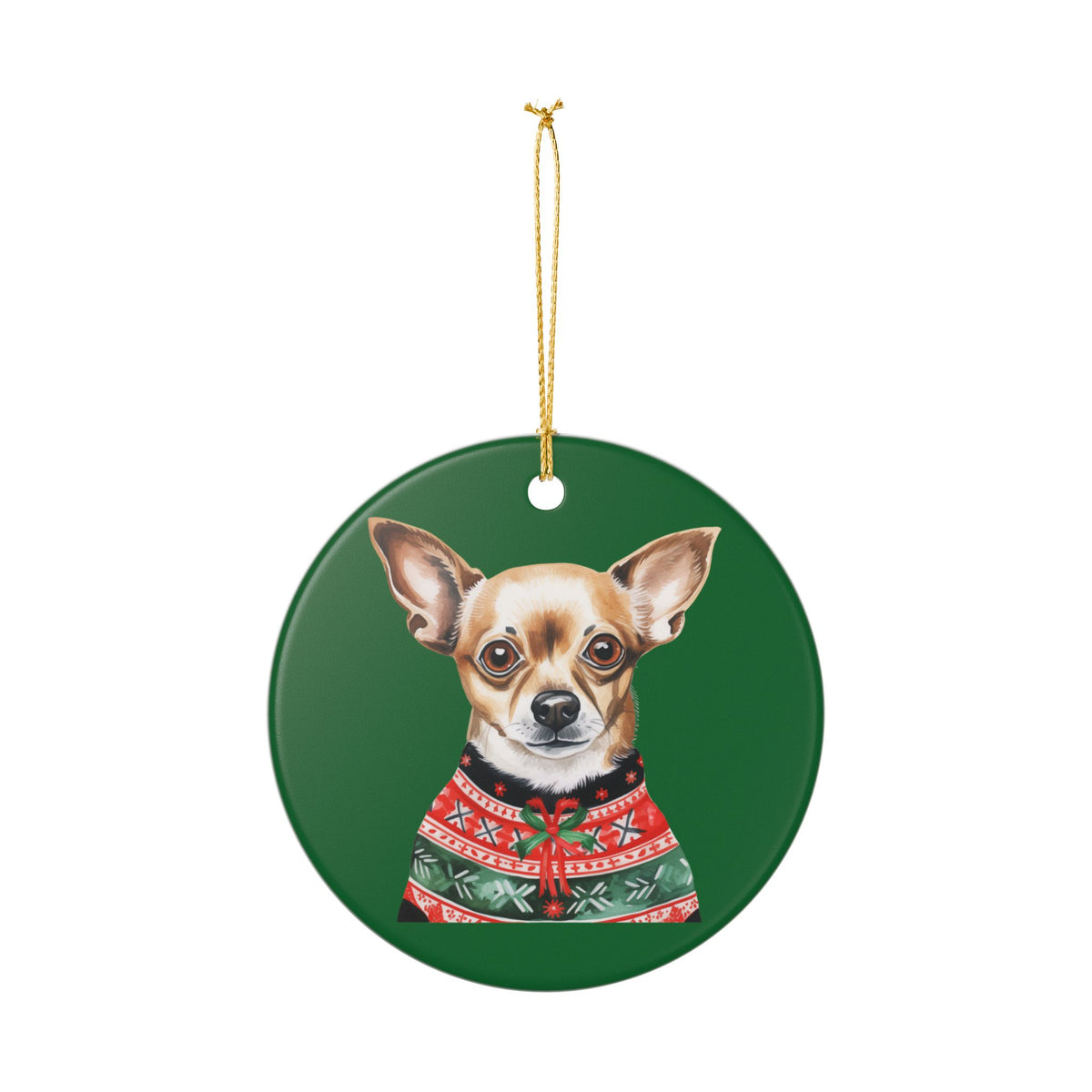 Chihuahua Christmas Sweater Ceramic Ornament   Item #713656