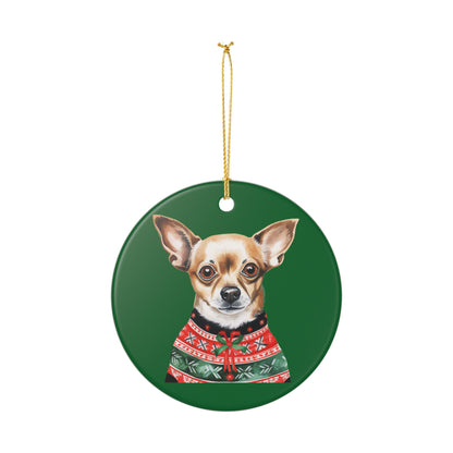 Chihuahua Christmas Sweater Ceramic Ornament   Item #713656