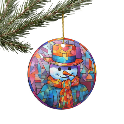 Colorful Stained Glass Snowman Christmas Ornament   Item #618807