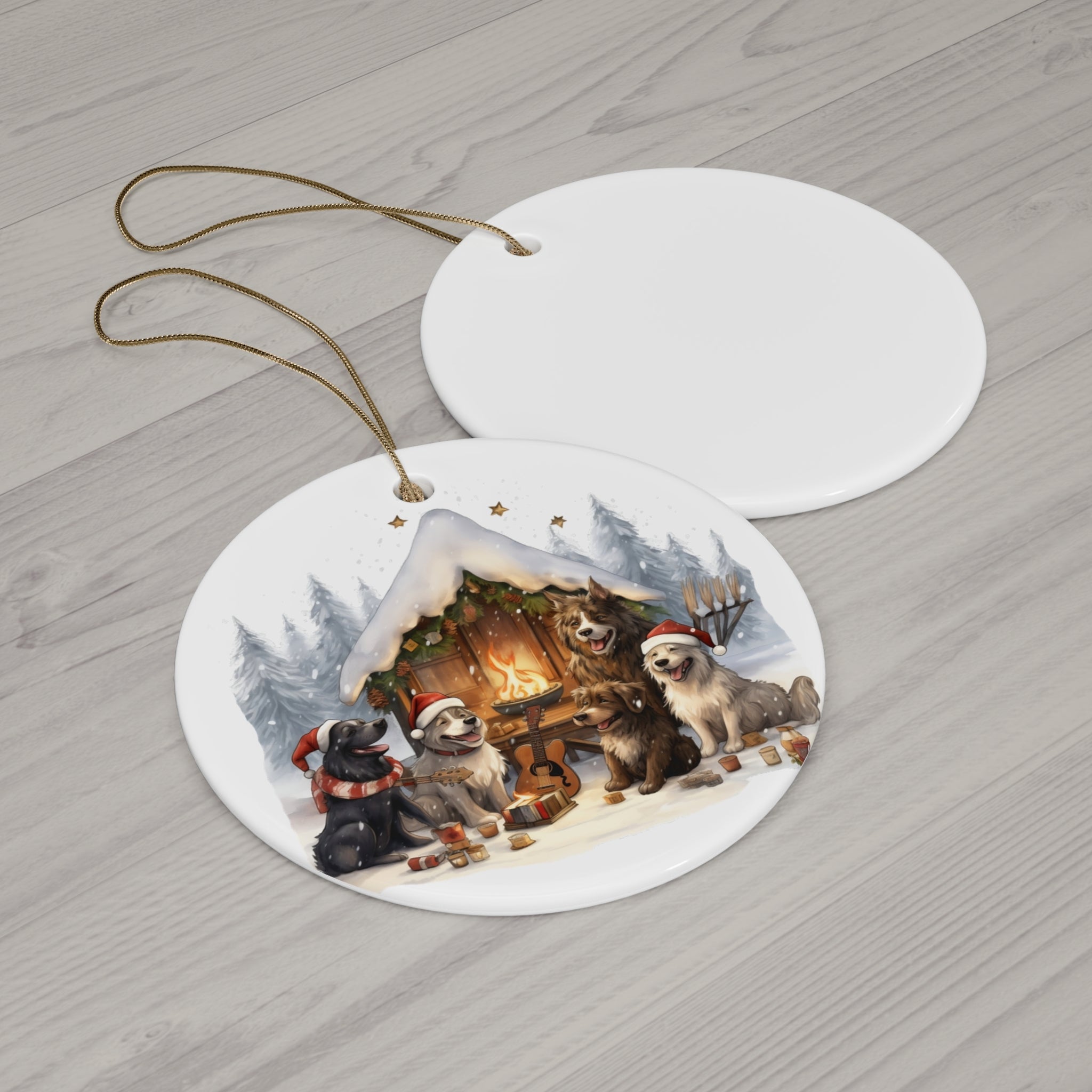 Christmas Dog Ceramic Disc Ornament              Item #7396619