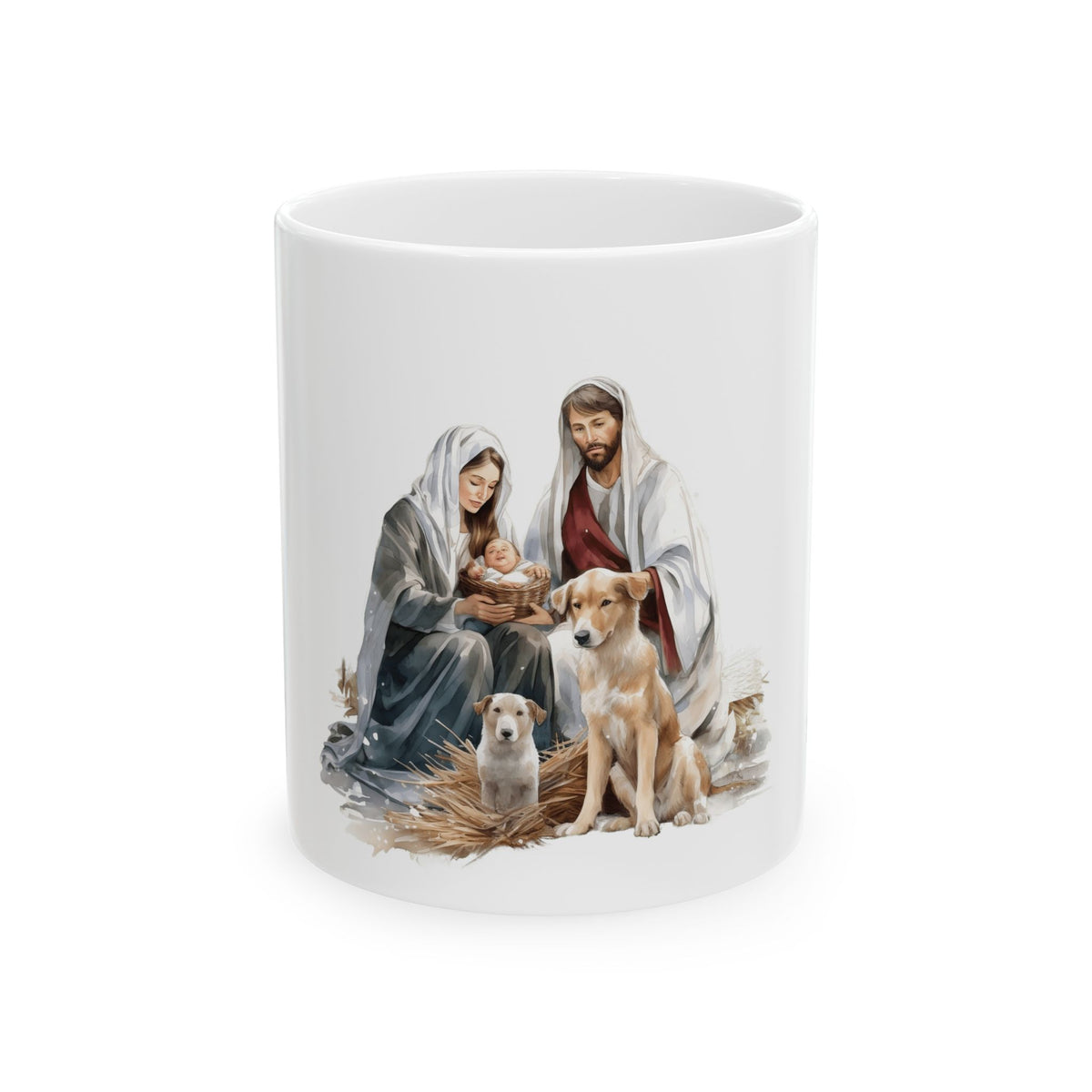 Nativity Dog Mug — Christmas Holy Family Coffee Cup 11oz   Item #151444