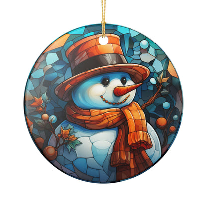 Ceramic Snowman Christmas Ornament     Item #11835