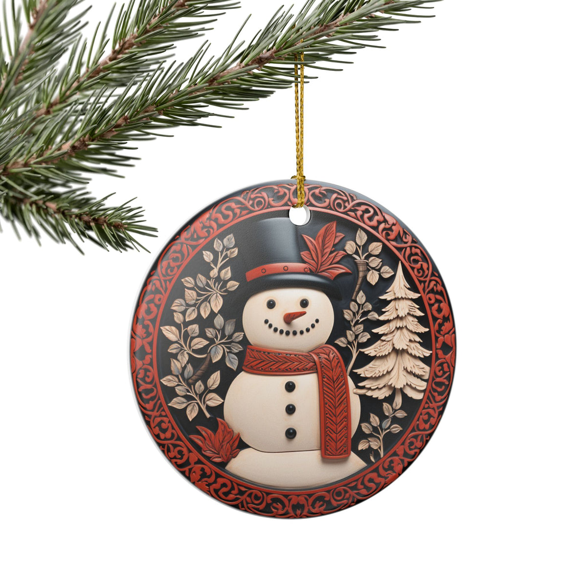 Ceramic Snowman Christmas Ornament   Item #355092