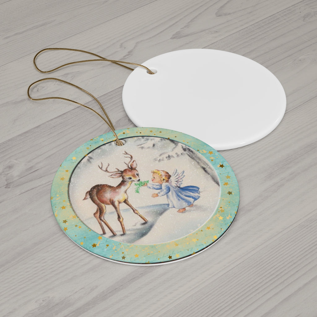 Christmas Reindeer Ceramic Disc Ornament       Item #3651205