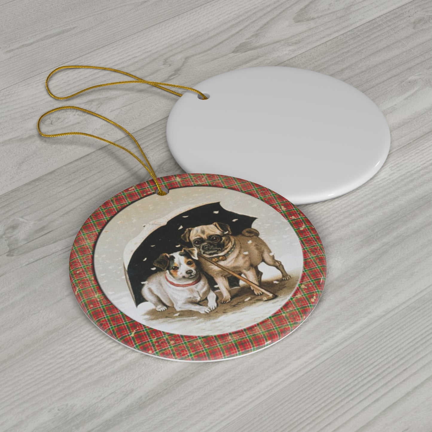 Christmas Pups Ceramic Disc Ornament         Item #5033306