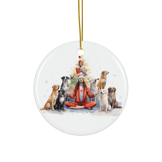 Christmas Dog Ceramic Disc Ornament            Item #1131457