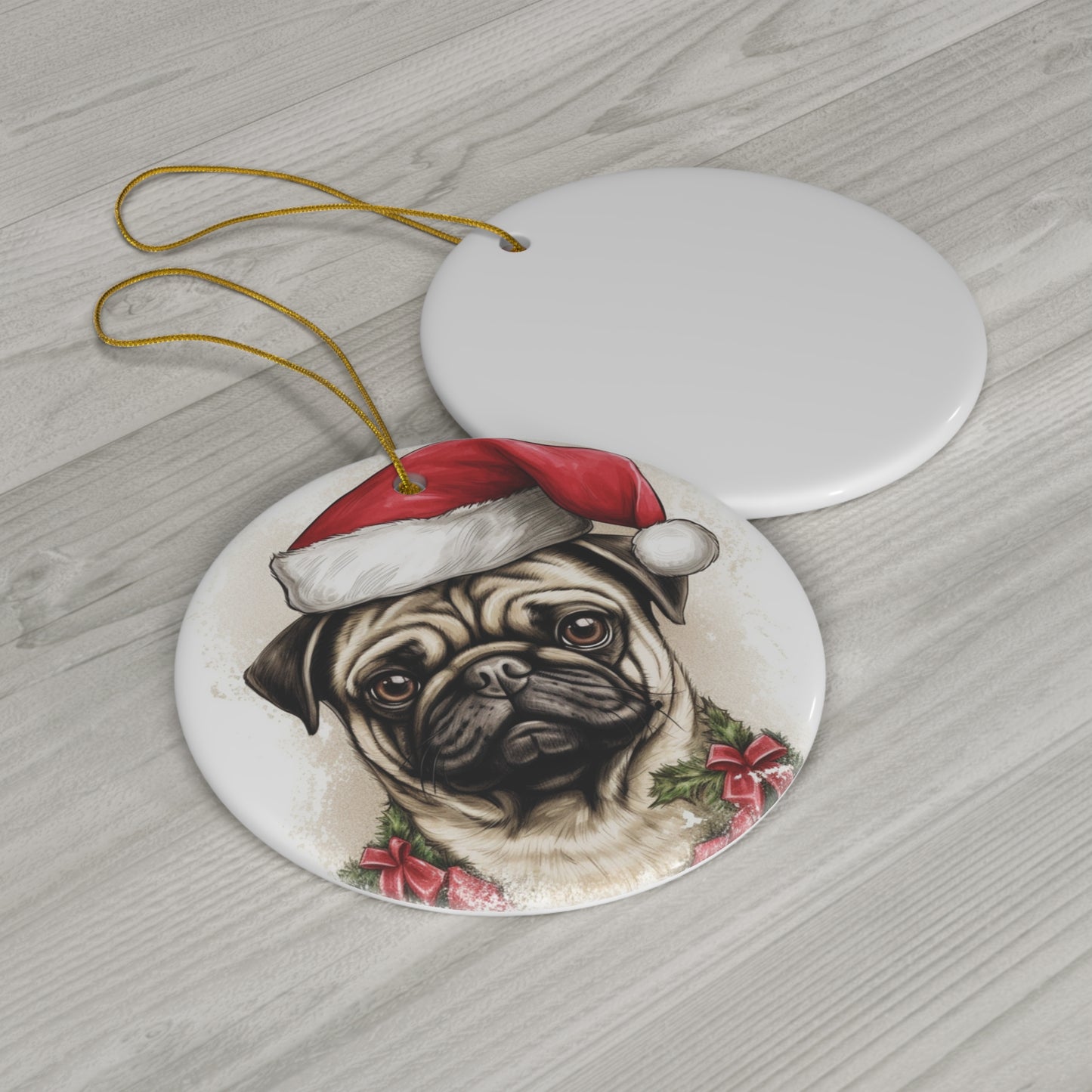 Ceramic Ornament - Christmas Pug Dog  Item #3269858