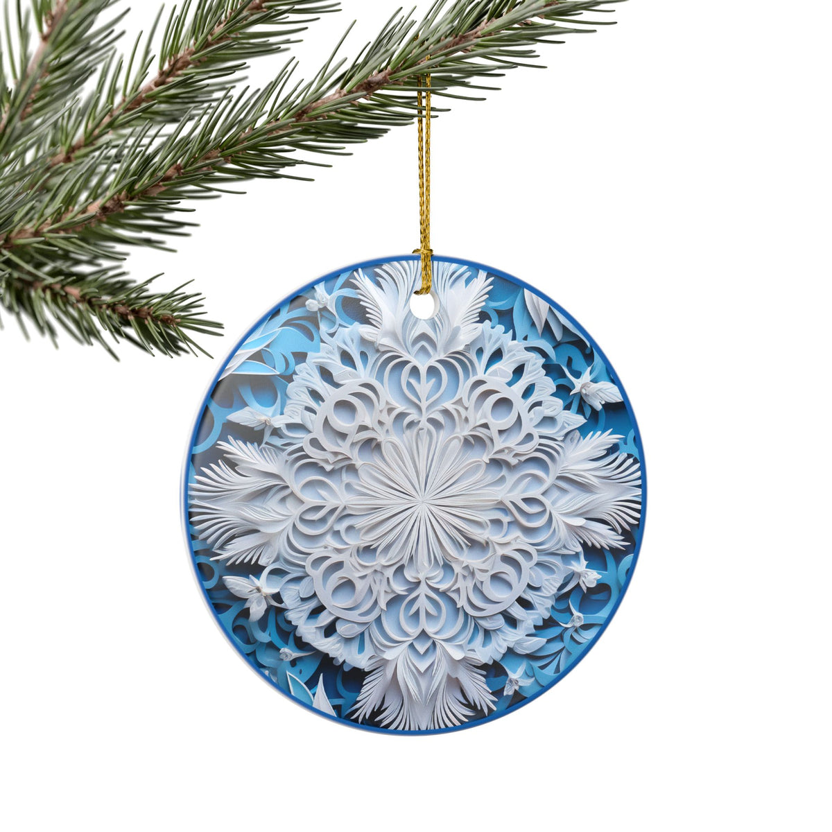 Blue Snowflake Ceramic Ornament   Item #256499