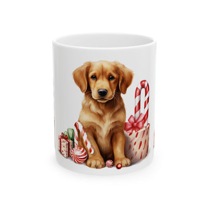 Christmas Puppy Ceramic Mug – Golden Retriever with Candy Cane Gifts 11oz  Item #374152
