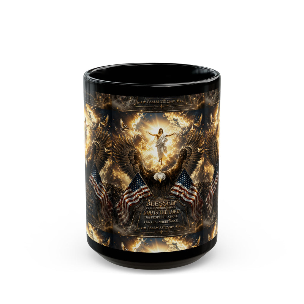 Patriotic Angel & Eagle Design with 'Blessed' Scripture Mug (15oz)  Item #
