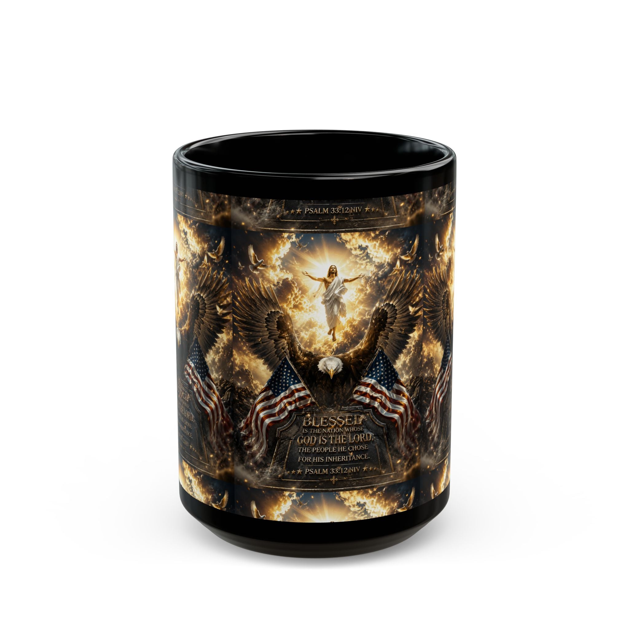 Patriotic Angel & Eagle Design with 'Blessed' Scripture Mug (15oz)  Item #