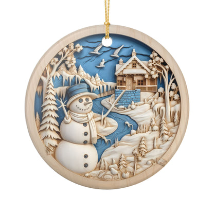 Winter Wonderland Snowman Ceramic Ornament    Item #4625