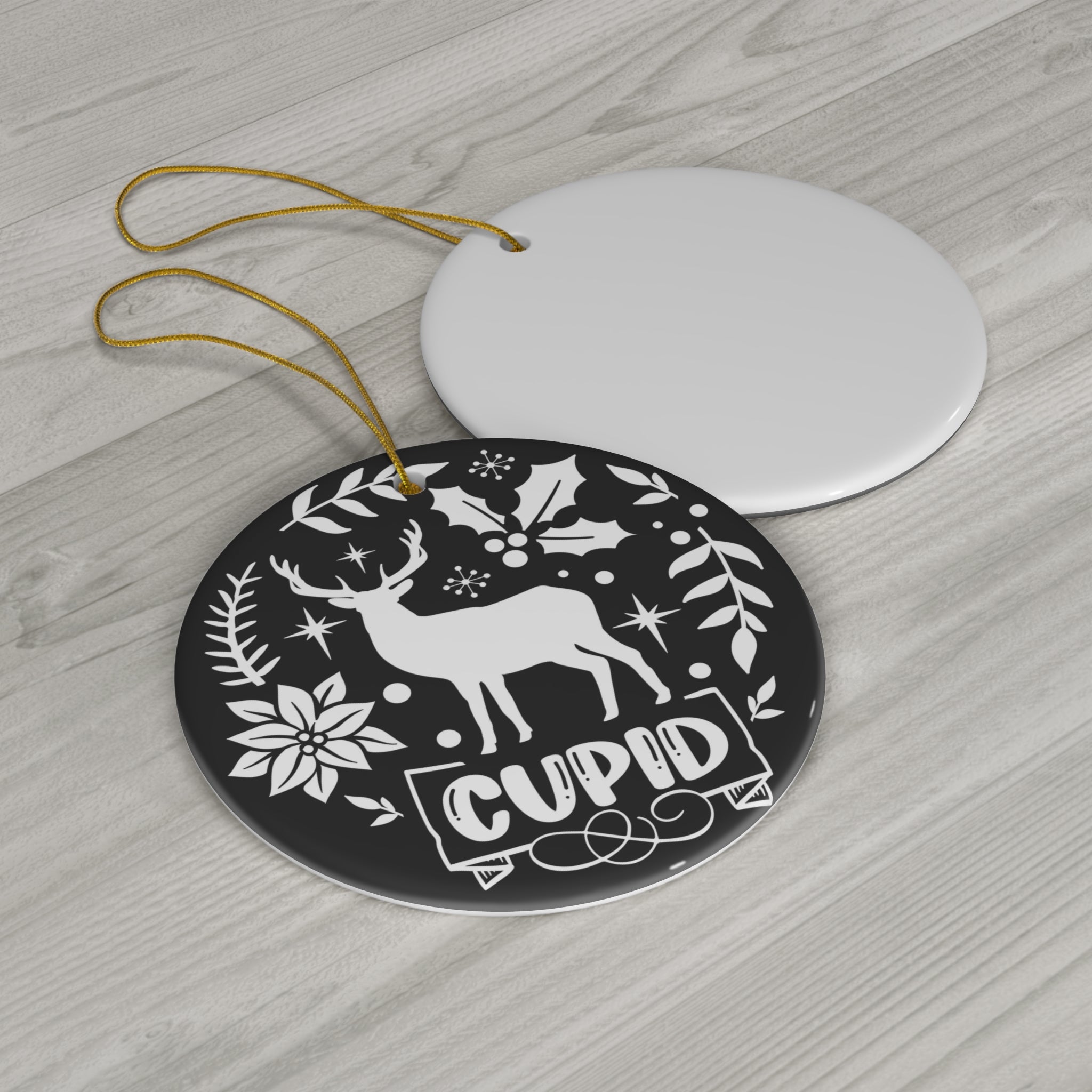 Cupid Ceramic Disc Ornament         Item #121404