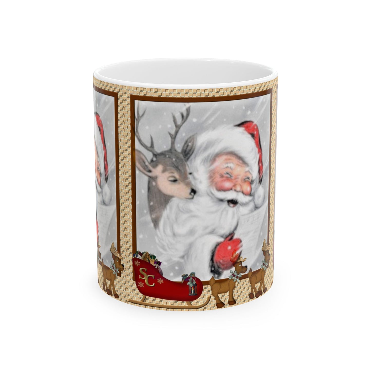 Christmas Santa & Reindeer Ceramic Mug 11oz  Item #291805