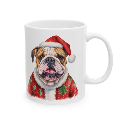 Christmas Bulldog Mug – Festive Santa Dog Holiday Coffee Cup 11oz   Item #44781