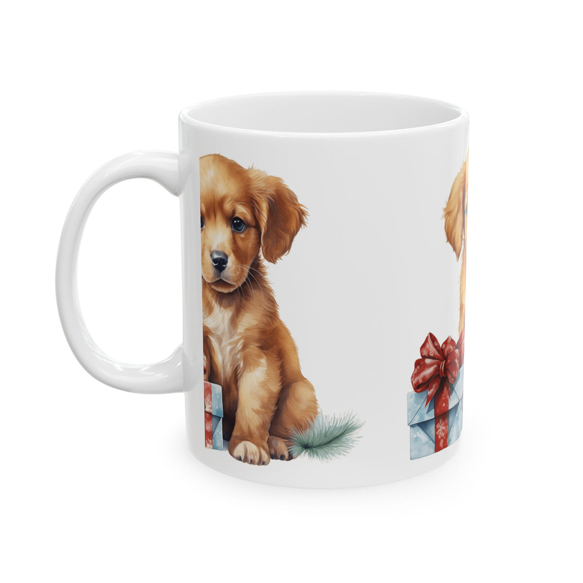 Cute Puppy with Gift Ceramic Mug 11oz  Item #447087