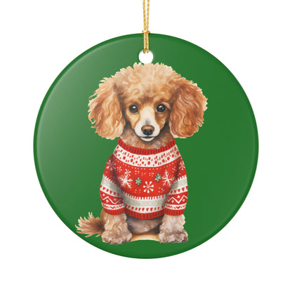 Christmas Puppy in Sweater Ceramic Ornament  Item #398495