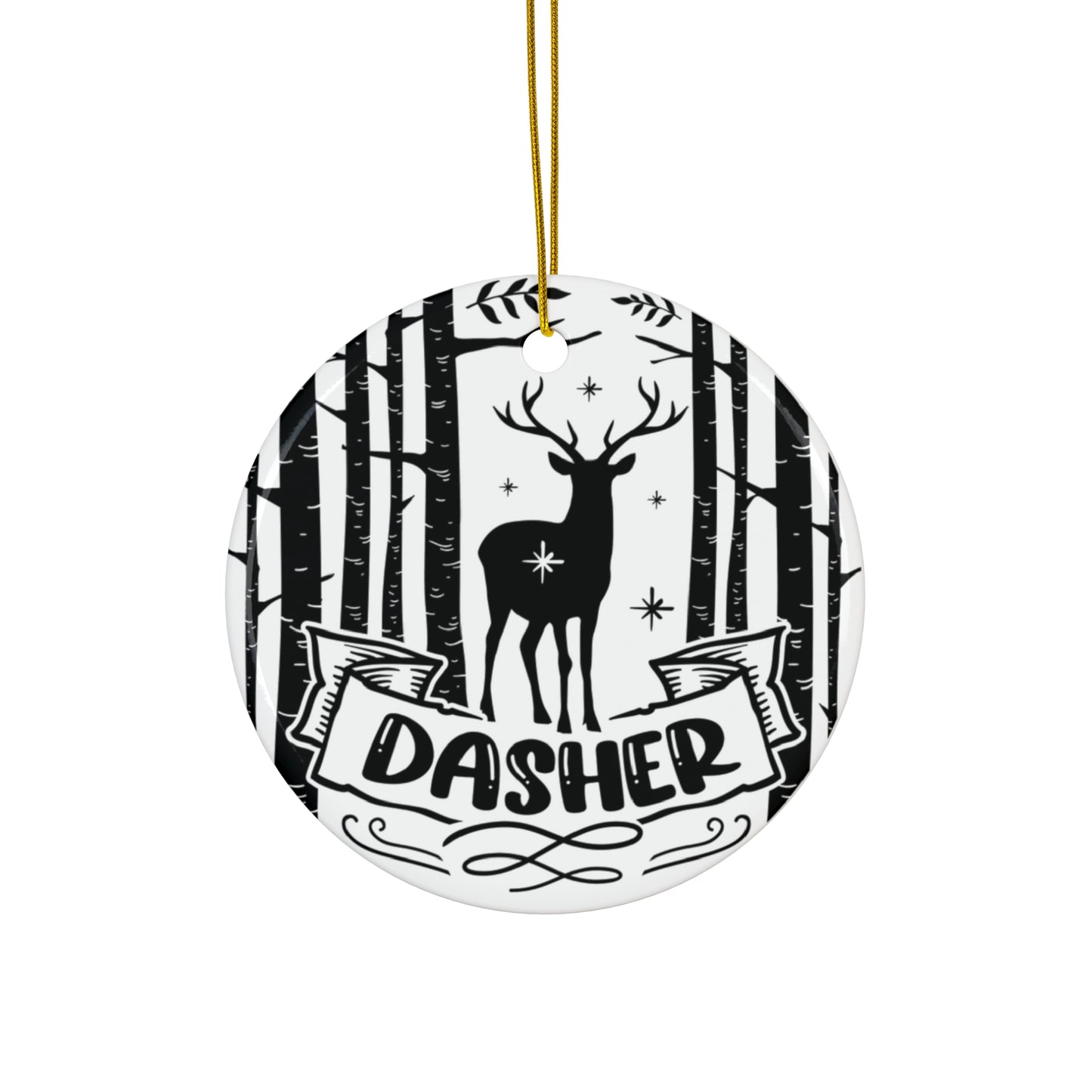 Dasher Ceramic Disc Ornament           Item #8860338