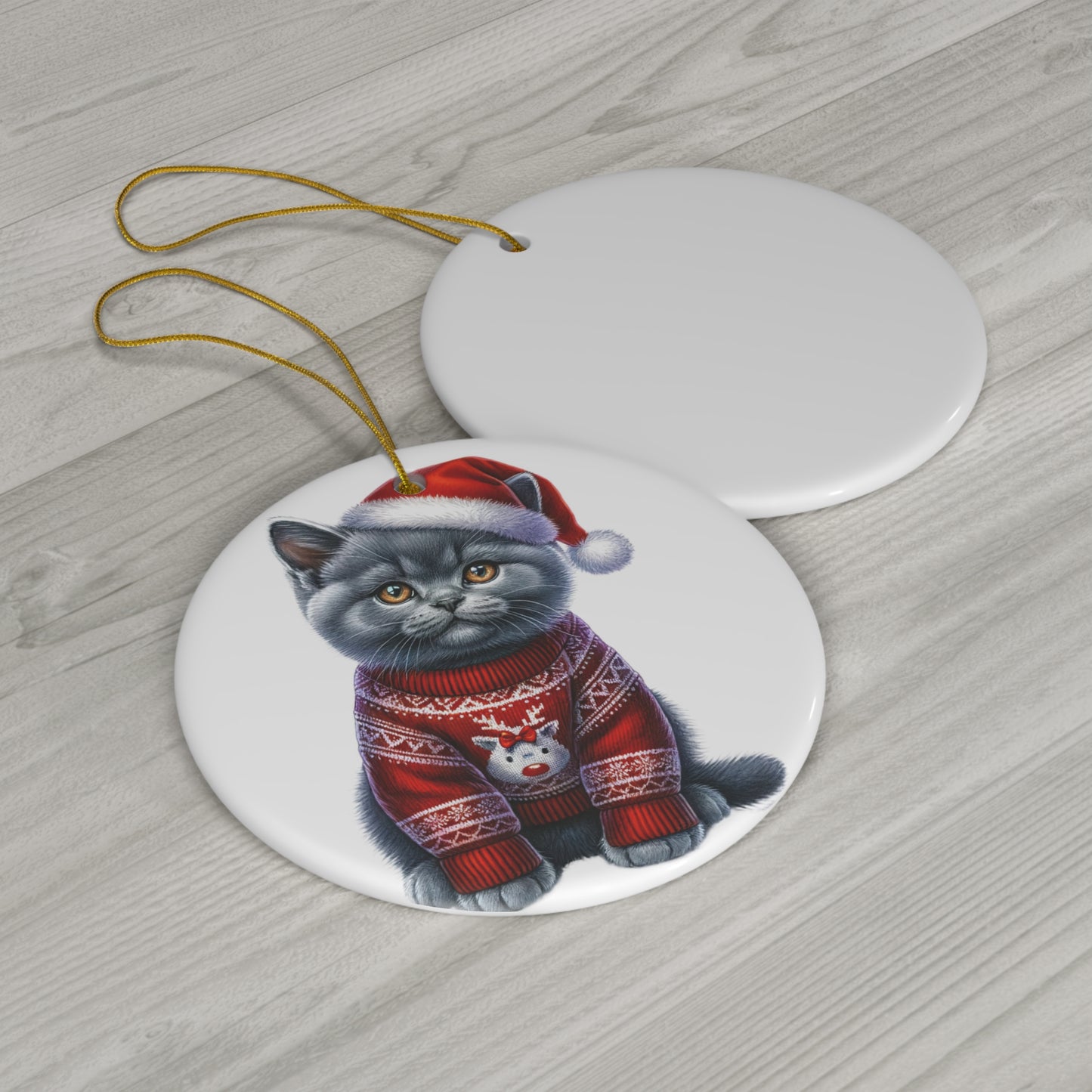 Ceramic Ornament - Chartreux Christmas Kitten     Item #4822477