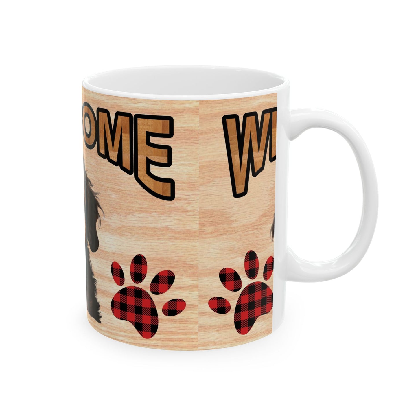 Welcome Puppy Ceramic Mug — Cute Dog Paw Print Coffee Cup 11oz   Item #495964