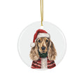Dog With Christmas Sweater Ceramic Disc Ornament         Item #2930314